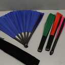 4 Pack Large Folding Hand Fan for Line Dance, Men/Women Rave Hand Fan, Clack Popping Fans for Boots On The Ground Dance, EDM, Wedding, Party (Red, Blue, Green, Purple)