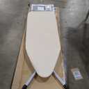 Household Essentials Wide Mega Ironing Board 4-Leg, Steel Top Pressing Station, Heat-Resistant Fiber Pad and Cotton Cover, Includes Sleeve Board and Iron Rest with Hanger Bar, Silver Frame