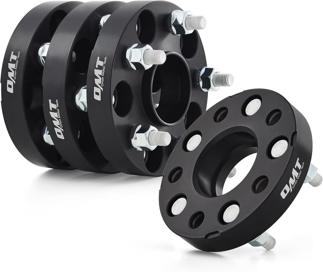 Orion Motor Tech 5x4.5 Hub Centric Wheel Spacers, 1" Black Wheel Spacers with M12x1.5 Studs Compatible with Honda Accord Honda Civic Honda CRV Acura RSX Acura TL, 64.1mm Bore Wheel Spacer Kit, 4pcs