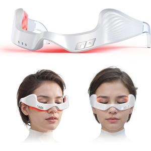 Under Eye Red Light Therapy Device, Facial red Light Therapy for reducing Dark Circles and Puffiness, Smoothing fine Lines, Eye Massager with Glasses Strap