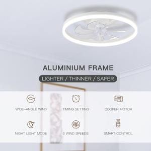 Ceiling Fans with Lights and Remote Flush Mount White Ceiling Fan with Light,6 Speeds,LED Modern 15" Low Profile Ceiling Fans for Small Room,Kitchen