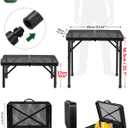 2Ft Small Folding Table with Carry Handle, Camping Table Adjustable Height 10.6–22 in, Black Metal Mesh, Portable & Compact for Outdoor/Indoor,Grill Table, 23.6×15.8 in, 4 lb, 66 lb Capacity