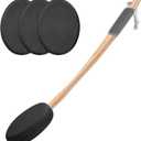 AmazerBath Lotion Applicator for Back, Feet, 4 Replacement Pads with 17" Curved Handle, Back Sunscreen Applicator for Kids, Elderly, Women, Apply Skin Cream Medicine Moisturizer Tanner, Black