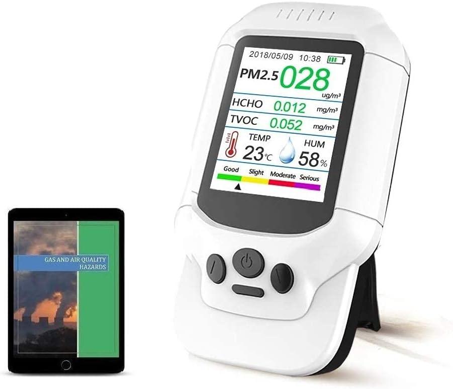 Air Quality Monitor, Formaldehyde Detector, Temperature & Humidity Meter, Pollution Tester, Sensor; Detect PM2.5/PM10/PM1.0 Micron Dust, Test Indoor TVOC Volatile Organic Compound Gas