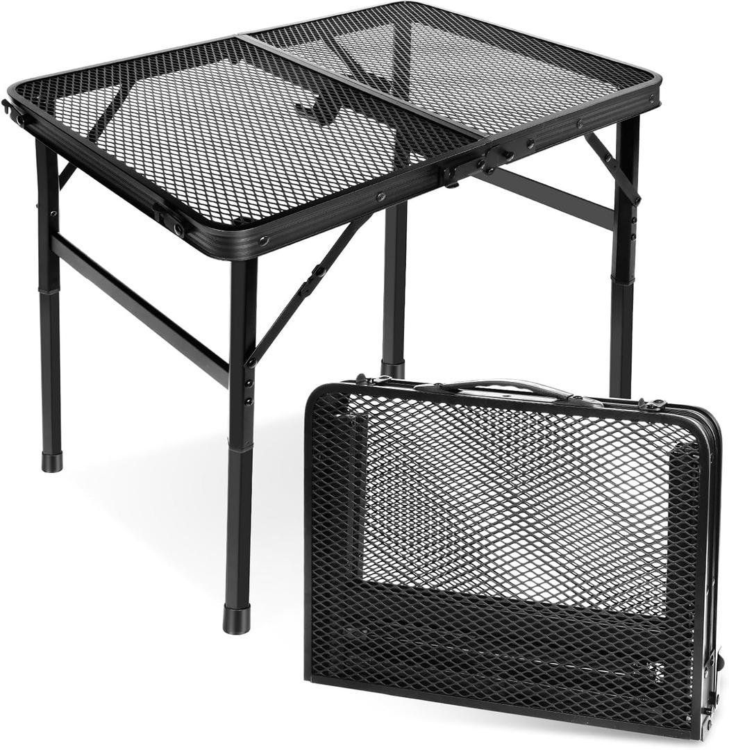 Small Folding Table, Easy for Storage, Compact and Portable Picnic Table for Grill, Outdoor Camping, Garden, Patio, Dining, BBQ, Party, Market, 2Ft (Small, Black)