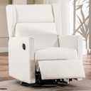 COMHOMA Nursery Rocking Chair Teddy Upholstered Swivel Rocker Recliner Manual Glider Reclining Chair for Living Room Bedroom Offices (Beige,1 PCS)