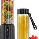 COKUNST Portable Blender - Small Smoothie & Shake Maker, 17 Oz (500ml) Personal Blender with 6 Blades, USB-C Rechargeable Mini Mixer with Extra Lid for Travel, Office, Gym (17oz, Black)