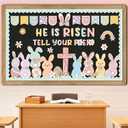 2 x Easter Bulletin Board Decorations - Bunny Egg Classroom Decorations Set Rabbit Paper Cutouts Bulletin Board Decor School Office Wall Decor Supplies