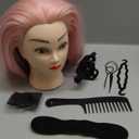 TopDirect 29" Mannequin Head with Hair,Doll Head for Cosmetology Hair Styling Training Head,Manikin Braiding Head With Clamp Holder and Styling Tools (Pink Purple)
