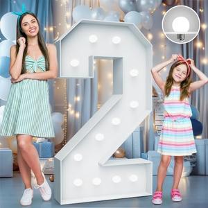4FT Marquee Light Up Numbers - Cool White Lights Up Number 2 with Fixed Water Bag, Party Decoration Large Marquee Light Up Numbers can Be Used for Wedding Decoration, Birthday Party Deco : Home & Kitchen
