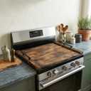 Noodle Board Stove Cover, 30 x 22 Inch Wooden Stove Top Cover with Handles, Pine Wood Stovetop Cover with Cross-Grain Dovetail Design for Extra Counter Space, Brown