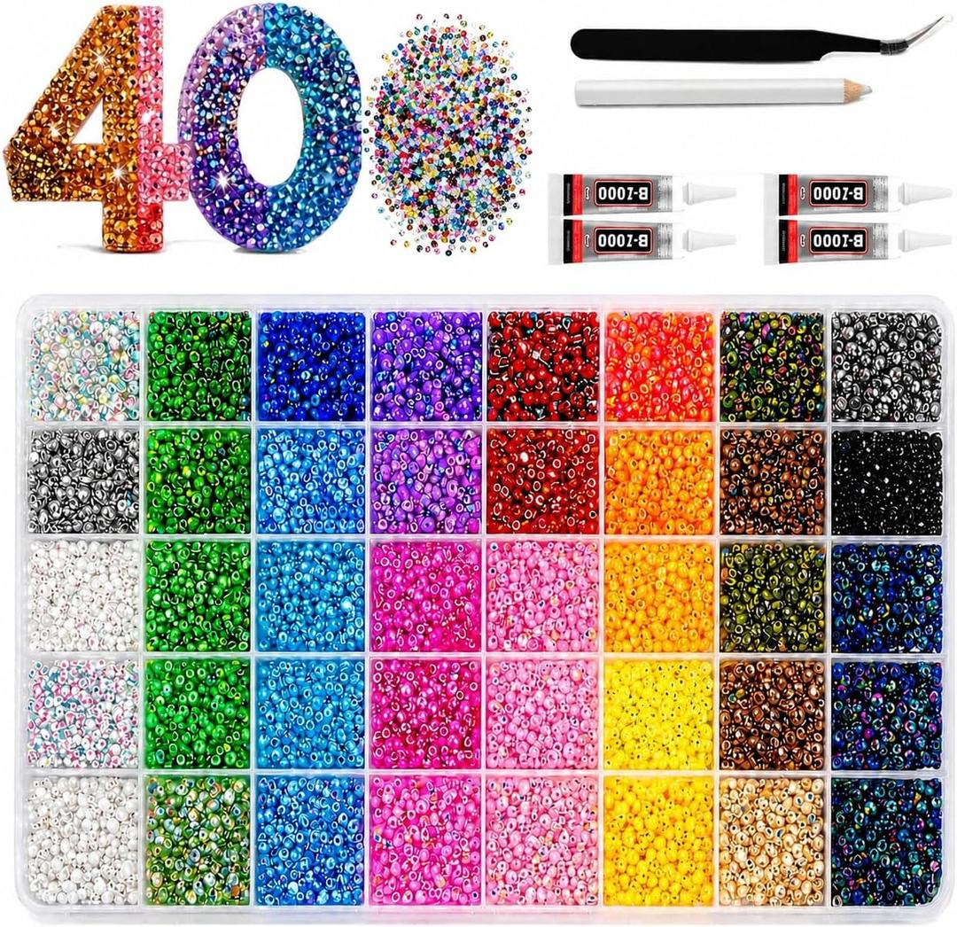 Badazzle Kit 40 Colors 35000PCS Bedazzler Kit with Rhinestones Set Bedazzled Kits Book Bedazzling Kits Small Gems with Tools for Badazzling Kit with Glue Crafts & DIY Projects for Adults