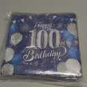 100th Birthday Decorations for Men Navy 40 PCS Blue Silver 100th Birthday Napkins for Happy 100th Theme Party Decorations Supplies