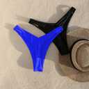 YELAIVP Women's Ruched Back Bikini Bottoms High Cut Bathing Suit Bottoms Cheeky Thong Swimsuit Bottom (Blue, XL)