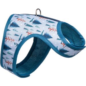 Mile High Life Dog Harness, Air Mesh Floral Vest Harness for 20 lbs Small Dogs & Cats, Easy Get on Adjustable Easy Closures Both Neck and Chest(Gray Tree, S Chest 16"-18")