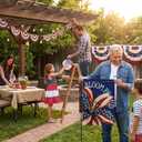 2 x 4th of July Garden Flag, 12x18 Inch Floral Patriotic American Flag for Outside, 250th Anniversary Weather Resistant Garden Flags, Red White Blue Bloom Proud Floral Design, Double Sided Fourth of July Decorations for Yard Lawn Patio Independence Day Outdoor Decor