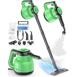 Steam Mop with Detachable Handheld Steam Cleaner for Home, 12-in-1 Multi Accessories, Quick 15s Heat, 221F Floor Steamer & 320ml Water Tank, Powerful Steamer for Cleaning Floor, Carpet, Windows, Tile (Geen)
