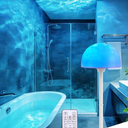 Waterproof Shower Lamp, Spa-Like Cordless Shower Light, 18-Colour LED Ocean Wave Projector Lights, Rechargeable Shower Light with Remote and Touch Control for Bathroom, Bathtub