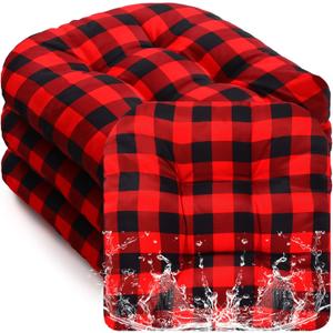 Barydat 4 Pcs Christmas Outdoor Chair Cushions 18.9 x 18.9 Inch Red and Black Plaid Waterproof Sun Protection Patio Furniture Overstuffed Seat Cushion Chair Pad with Round Corner for Indoor Barydat 4 Pcs Christmas Outdoor Chair Cushions 18.9 x 18.9 Inch Red and Black Plaid Waterproof Sun Protection Patio Furniture Overstuffed Seat Cushion Chair Pad with Round Corner for Indoor