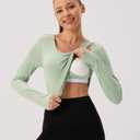BMJL Womens Workout Tops Built in Bra Long Sleeve T Shirt Yoga Gym Clothes (M)