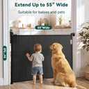 Babepai Retractable Baby Gates for Stairs, Retractable Dog Gate for Indoor/Outdoor Use | Child Gates for Doorways, Deck, Porch, Hallways, Patio (Black, 55" Wide 34" Height)