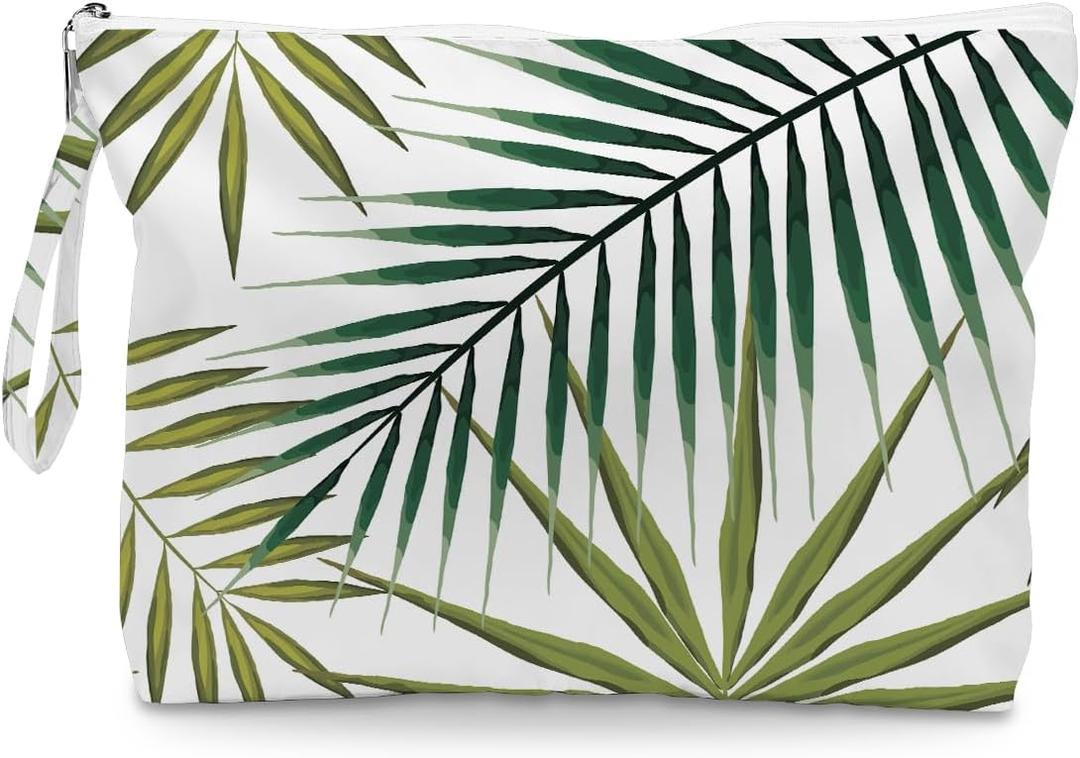 2 x Fokongna Palm leaves Wet Bag Travel Wet Dry Bag Beach Bag Diaper Bag Wet Bag For Swimsuit Travel Makeup Bag Toiletry Bag