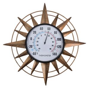 14'' Sun Outdoor Thermometer, Metal Wall-Mounted Thermometer No Need Battery, Indoor Decor for Patio Garden Living Room, Sunburst