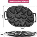 Oyster Grill Pan, Cast Iron Multi-Functional Grill Pan for Oysters and Scallop, Matt Enamel, 12 Cavities, for BBQ Seafood Party Outdoor Cooking