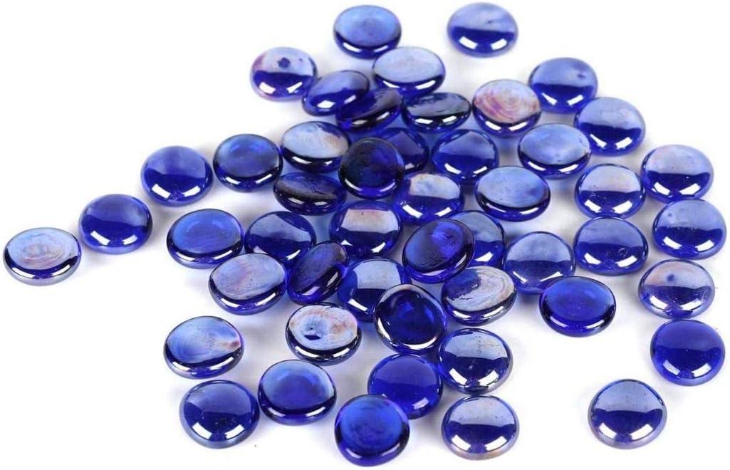 Houseables Glass Beads for Vases, Marbles for Vases, Glass Marbles, Filler, Blue Beads, Flat, Blue Gems, Crafts, Pebbles, Stones, Decorative Rocks, Plants, Florist, Floral, Fishbowl, 5 LBS, 400-500 PC