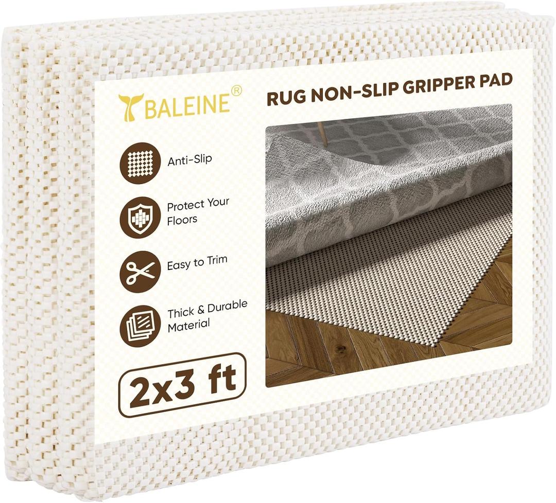 5 x BALEINE Non Slip Rug Pad Rug Gripper for Hardwood Floors, Extra Thick Non Slip Mat Under Carpet (2'x3')