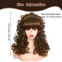 FantaLook 80s Long Curly Vintage Cosplay Wig with Bang for Women 60 70s Queen Costume for Halloween Party (Brown)
