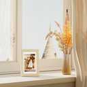 Vittanly 5x7 Picture Frame Set of 4, Display Pictures 4x6 with Mat or 5x7 without Mat, Small Photo Frames for Wall or Tabletop Display, Engineered Wood with Shatter Resistant Plexiglass, Natural