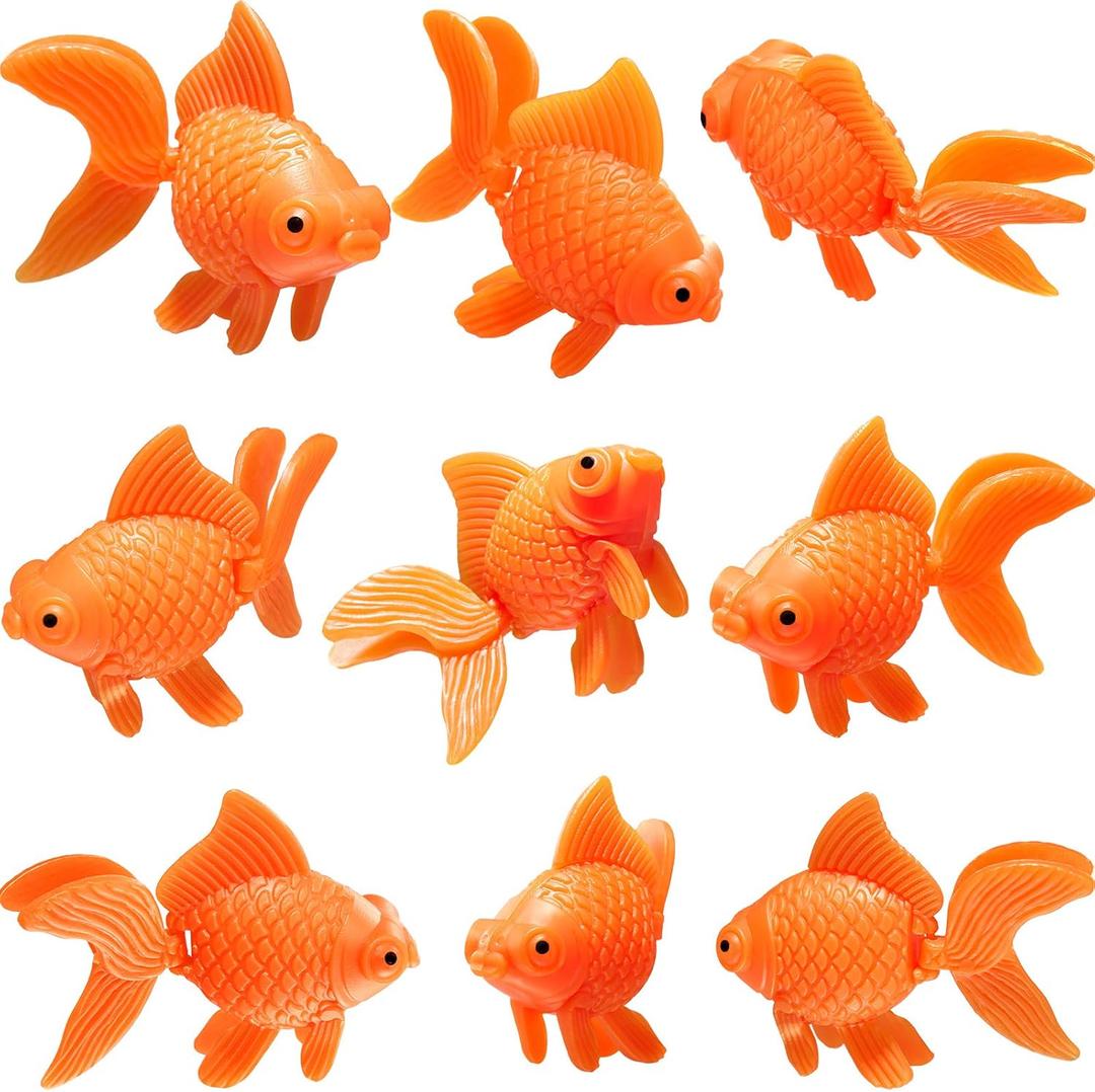 Sumind 15 Pieces Fake Goldfish Plastic Floating Artificial Aquarium Fish Realistic Moving Orange Goldfish Ornament Decorations for Aquarium Tank