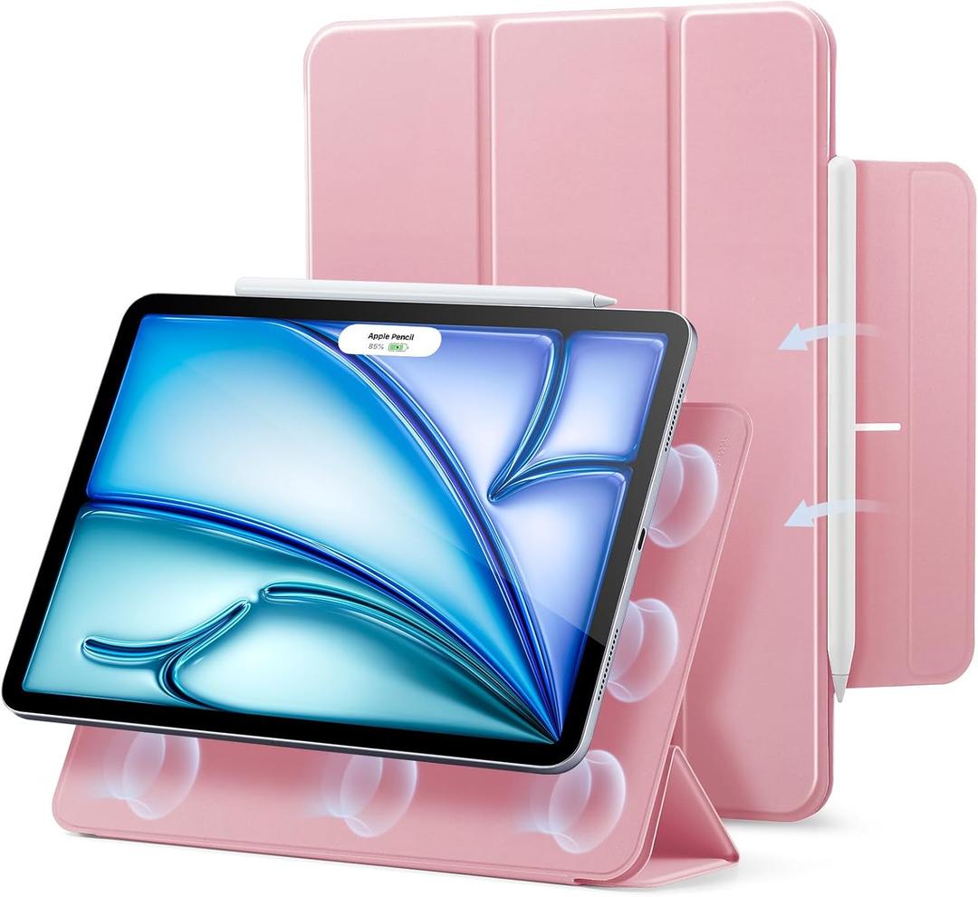 ESR for iPad Pro 13 Inch Case (M5/M4) 2025/2024, Powerful Magnetic Attachment, Slim Trifold Stand Case, Supports Pencil Pro & Pencil(USB-C), Auto Wake/Sleep, Rebound Series, Pink