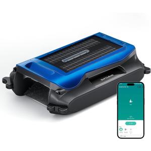 24/7 Solar Powered Automatic Electric Pool Skimmer Robot with APP Support Floating Surface Cleaner for Above Inground Pool,Auto Robotic Pool Skimmer with Efficient Solar Breeze(Blue)
