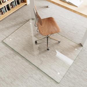 Tempered Glass Chair Mat for Carpet & Hard Floor, 30"x48" Office Chair Mat - Heavy Duty & Scratch Resistant, Non-Slip Pads, Rounded Corners & Polished Edges