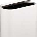 KLGO 2.4 Gallon Slim Plastic Trash Can Wastebasket,10 Liter Rectangular Double Barrel Garbage Container Bin for Bathroom,Bedroom, Kitchen and Office,Removable Liner Bucket,White