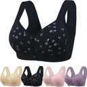Daisy Bras for Older Women,Front Closure Push up Bra,No Underwire Front Closure Comfort Senior Snap Closing Bra 48 D