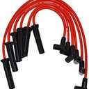 A-Team Performance 6-Cylinder Spark Plug Wire Set - Pack of 6, Red Two-Layer 8.0mm Silicone Wiring - Low-Resistance Ignition Wire Set - Compatible with GMC & Chevy 230/250/292/350 Engines