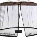 14FT Black Outdoor Umbrella Net, Suitable for Patio Gazebo and Double Sided Patio Umbrella, Tear-Resistant Mesh Fabric, Easy Installation