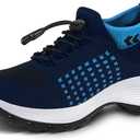 STUNAHOME Orthopedic Sneakers Breathable Women Walking Shoes Slip on Trainers Women's Comfortable Casual Ladies Athletic Thick Bottom Blue 10