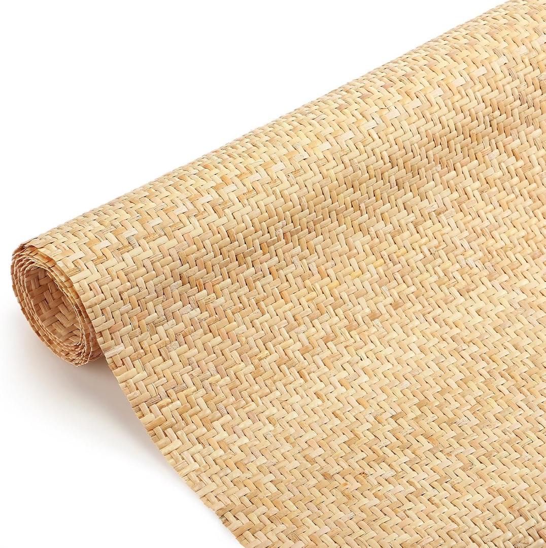 Wesiti 24x 59 Natural Cane Webbing V Shape Rattan Webbing Roll for Caning Projects Woven Mesh Cane Rattan Material Sheet for Furniture, Chair, Cabinet, Ceiling, Bed, Basket, Door, Brown