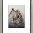 Americanflat Vintage Frames - 8x10 Picture Frame with Beaded Accents and Shatter-Resistant Glass - Use as 5x7 Frame or Display 8x10 Photos Without Mat - Heirloom Collection - Tabletop or Wall - Silver