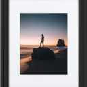 Golden State Art, 16x20 Picture Frame - Displays 11x14 Photo with Mat or 16x20 Without Mat, Wide Moulding Solid Wood Frame for Wall Display, Black