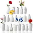 Sameme 5'' White Ceramic Bud Vases Set of 19,Small Vases in Bulk for Flowers,Mini Vases for Centerpieces,Modern Vases for Floral and Pampas Grass,Boho Vases for Wedding,Party,Table Home Decor