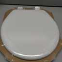 Mayfair Linden Slow Close Toilet Seat, Non Slip Heavy Duty Wood, Easy Install, Round, White