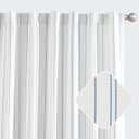 jinchan White Curtains Blue Striped Curtains 108 Inch Length Living Room Bedroom Window Treatment Modern Linen Look Ticking Stripe Pinstripe Privacy Light Filtering Floor to Ceiling Back Tab 2 Panels