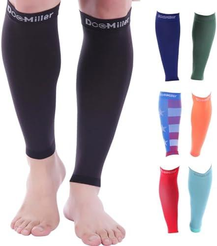 Doc Miller Compression Calf Sleeve for Men & Women – 20-30mmHg Graduated Support for Running, Shin Splints, Calf Strain – Knee High, L