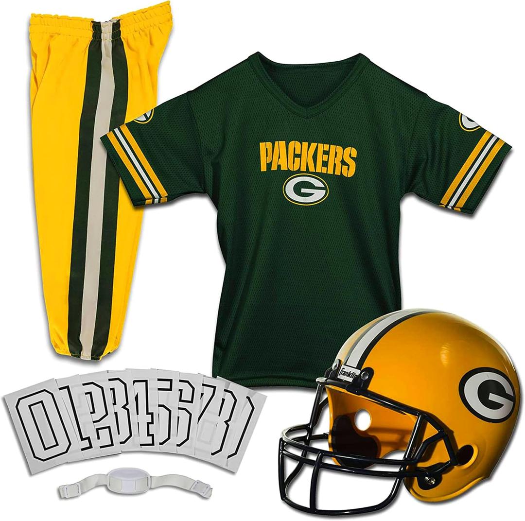Franklin Sports NFL Kids Football Uniform Set - NFL Youth Football Costume for Boys & Girls, Green Bay Packers, Small