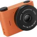 Mini Digital Camera with LCD Screen 2MP 1.4" IPS Full HD 64 GB Memory Card Monoreflexes Shaped CMOS Small Compact Portable Video Recorder Dual Selfie Built-in Filters (Orange)